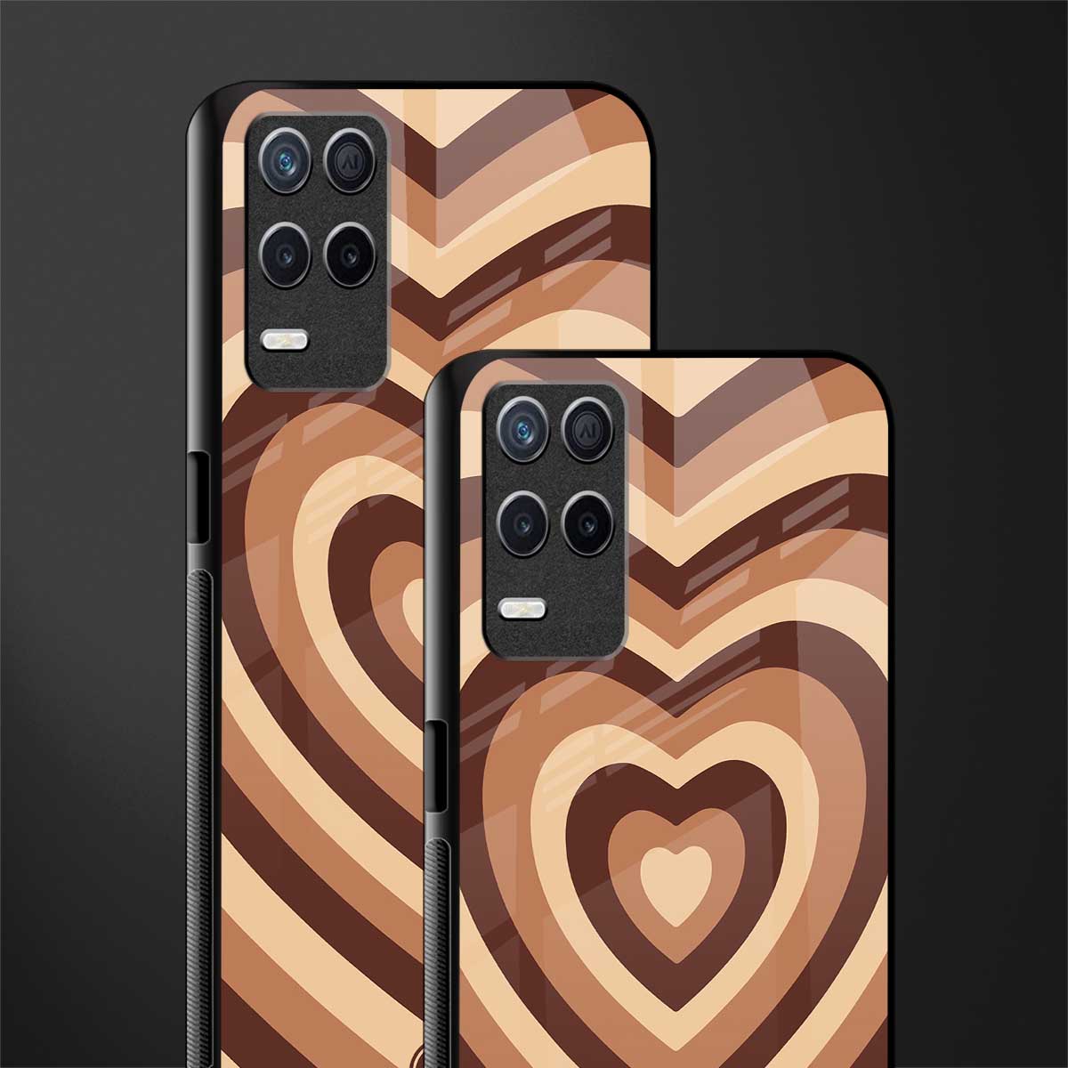 y2k brown hearts aesthetic glass case for realme 8 5g image-2