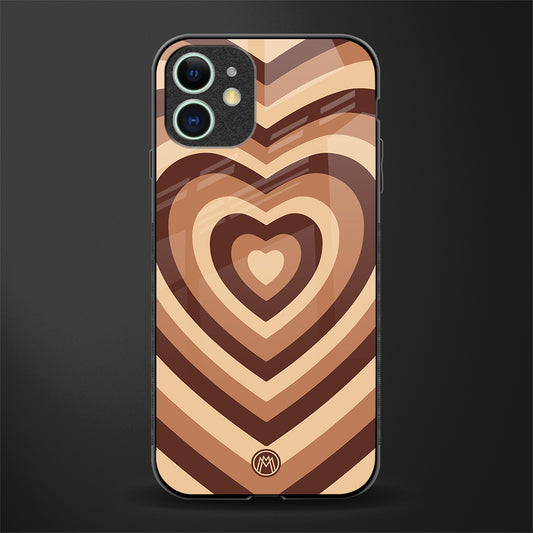 y2k brown hearts aesthetic glass case for iphone 12 mini image