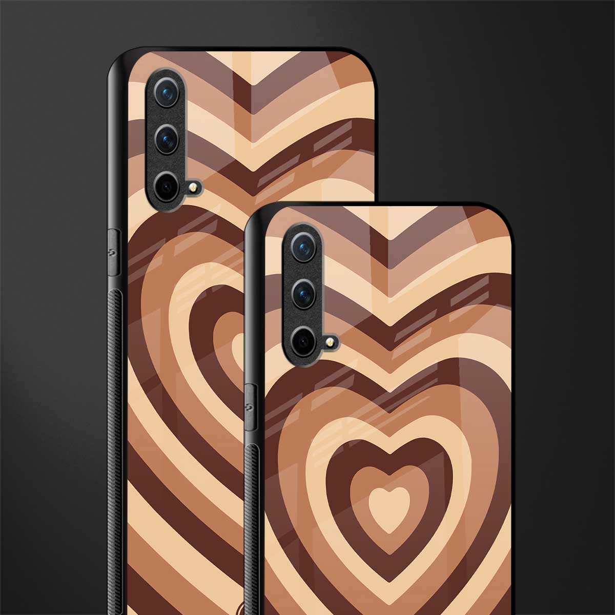 y2k brown hearts aesthetic glass case for oneplus nord ce 5g image-2