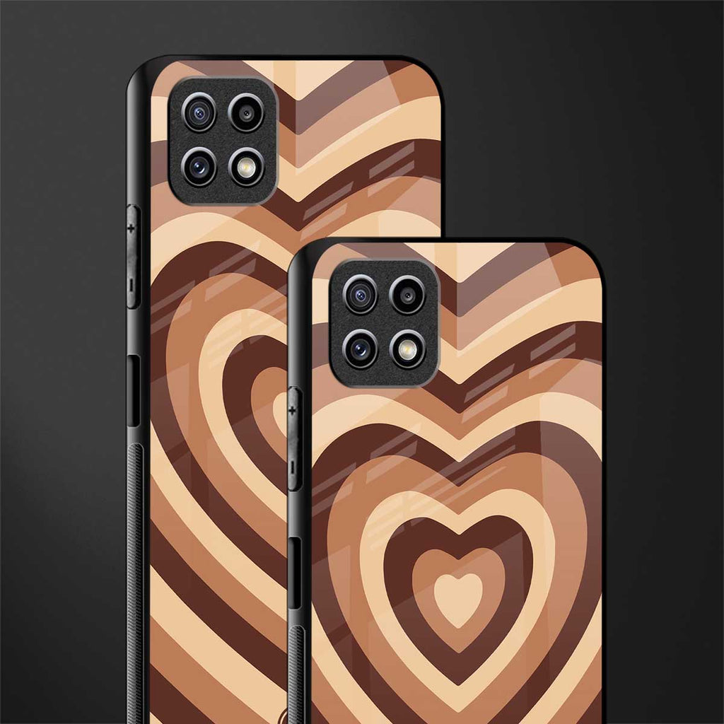 y2k brown hearts aesthetic glass case for samsung galaxy a22 5g image-2