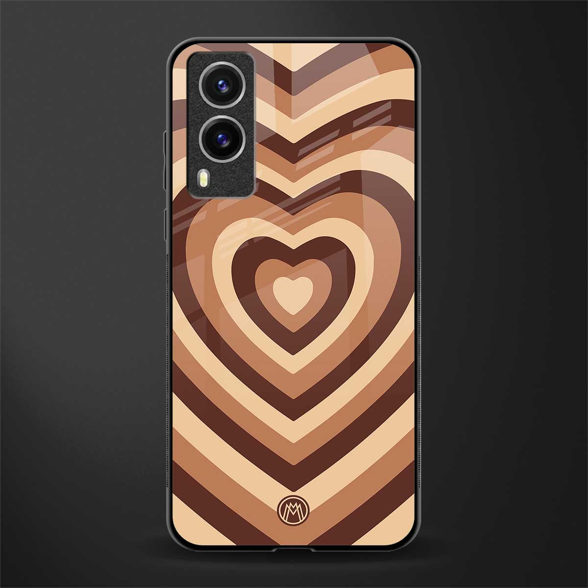 y2k brown hearts aesthetic glass case for vivo v21e 5g image