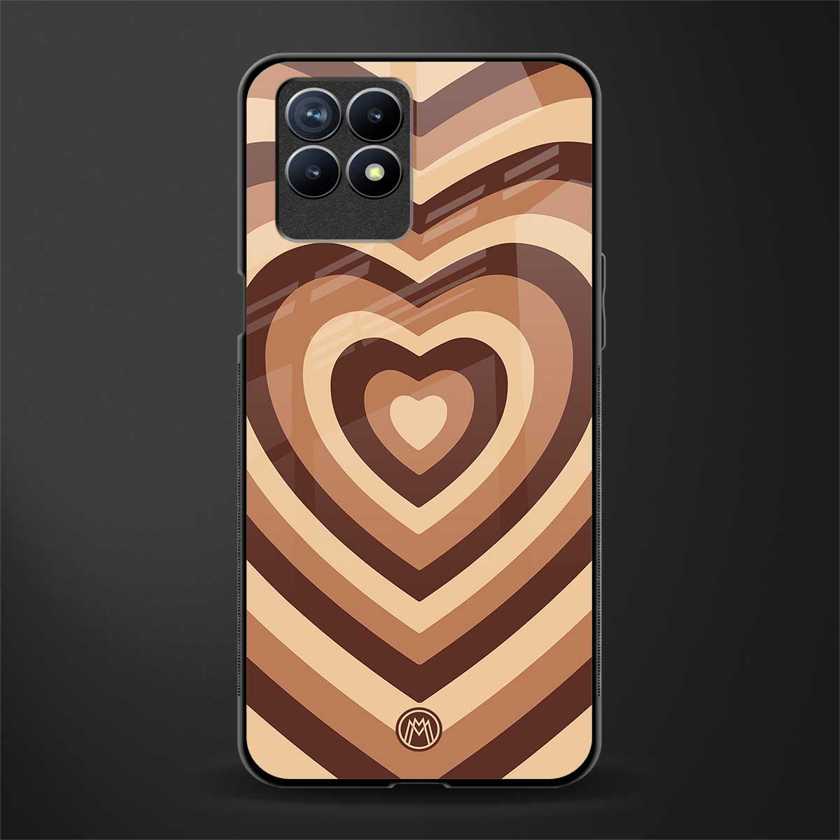 y2k brown hearts aesthetic glass case for realme 8i image