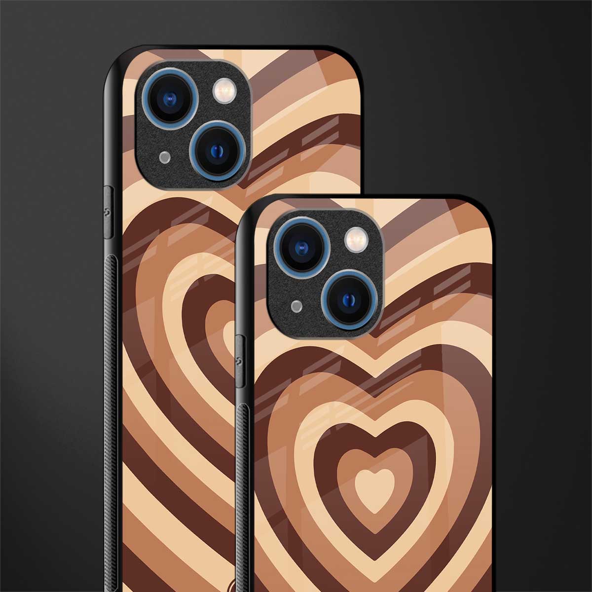 y2k brown hearts aesthetic glass case for iphone 13 mini image-2