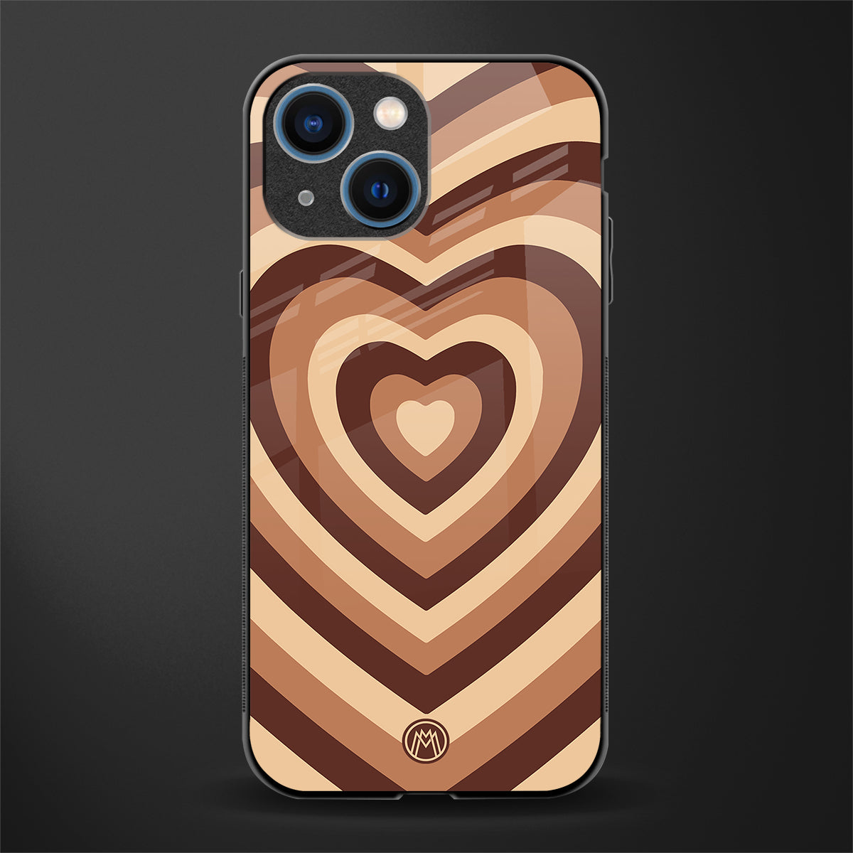 y2k brown hearts aesthetic glass case for iphone 13 mini image