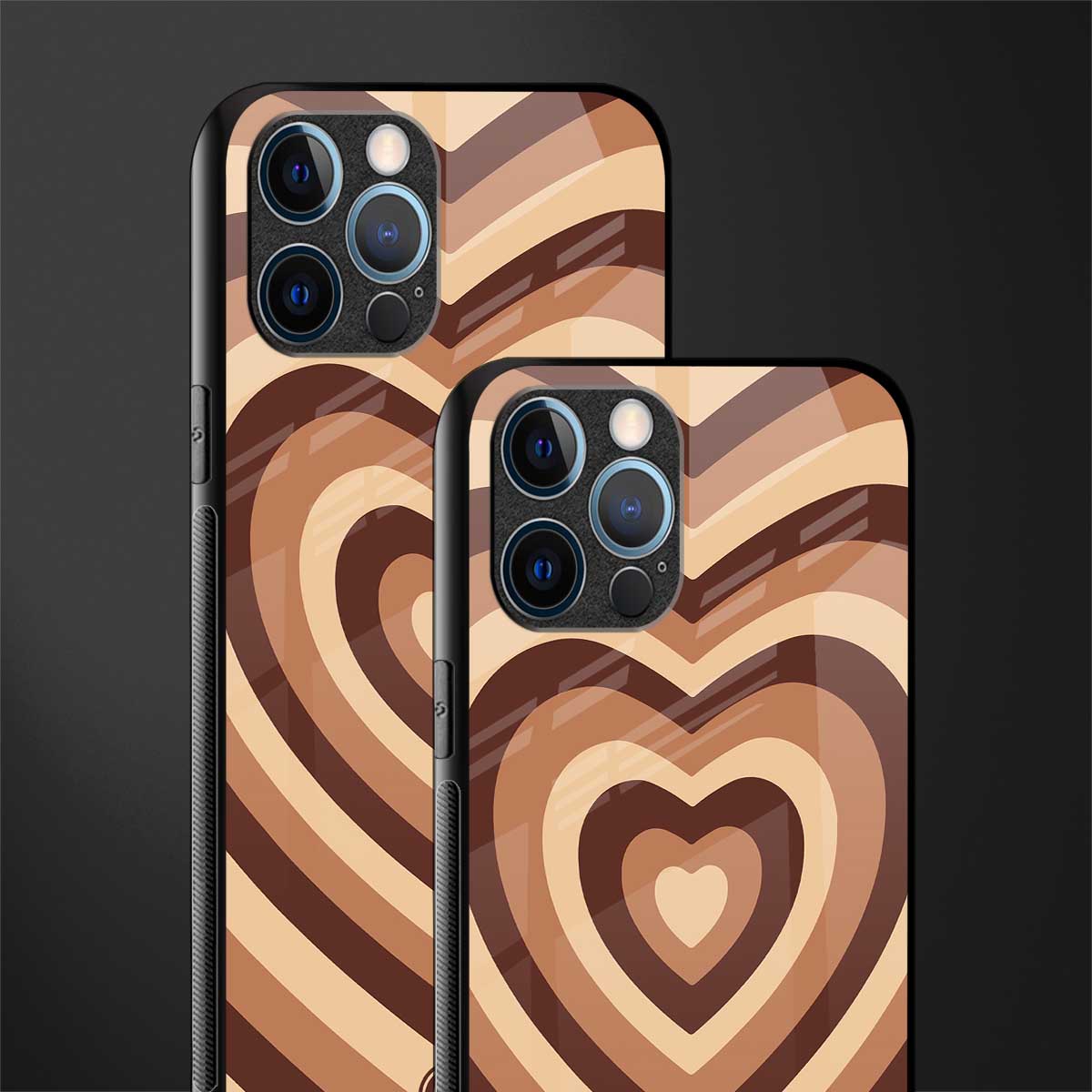 y2k brown hearts aesthetic glass case for iphone 14 pro max image-2