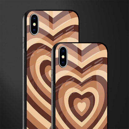 y2k brown hearts aesthetic glass case for iphone xs max image-2