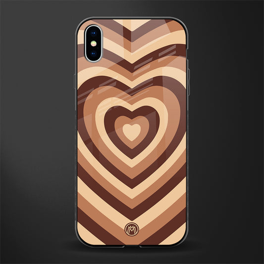 y2k brown hearts aesthetic glass case for iphone xs max image