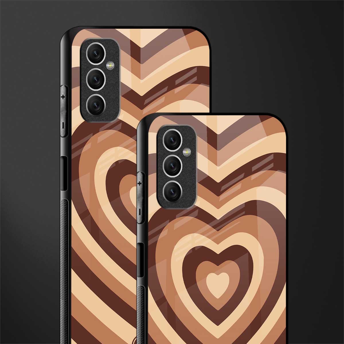 y2k brown hearts aesthetic glass case for samsung galaxy m52 5g image-2