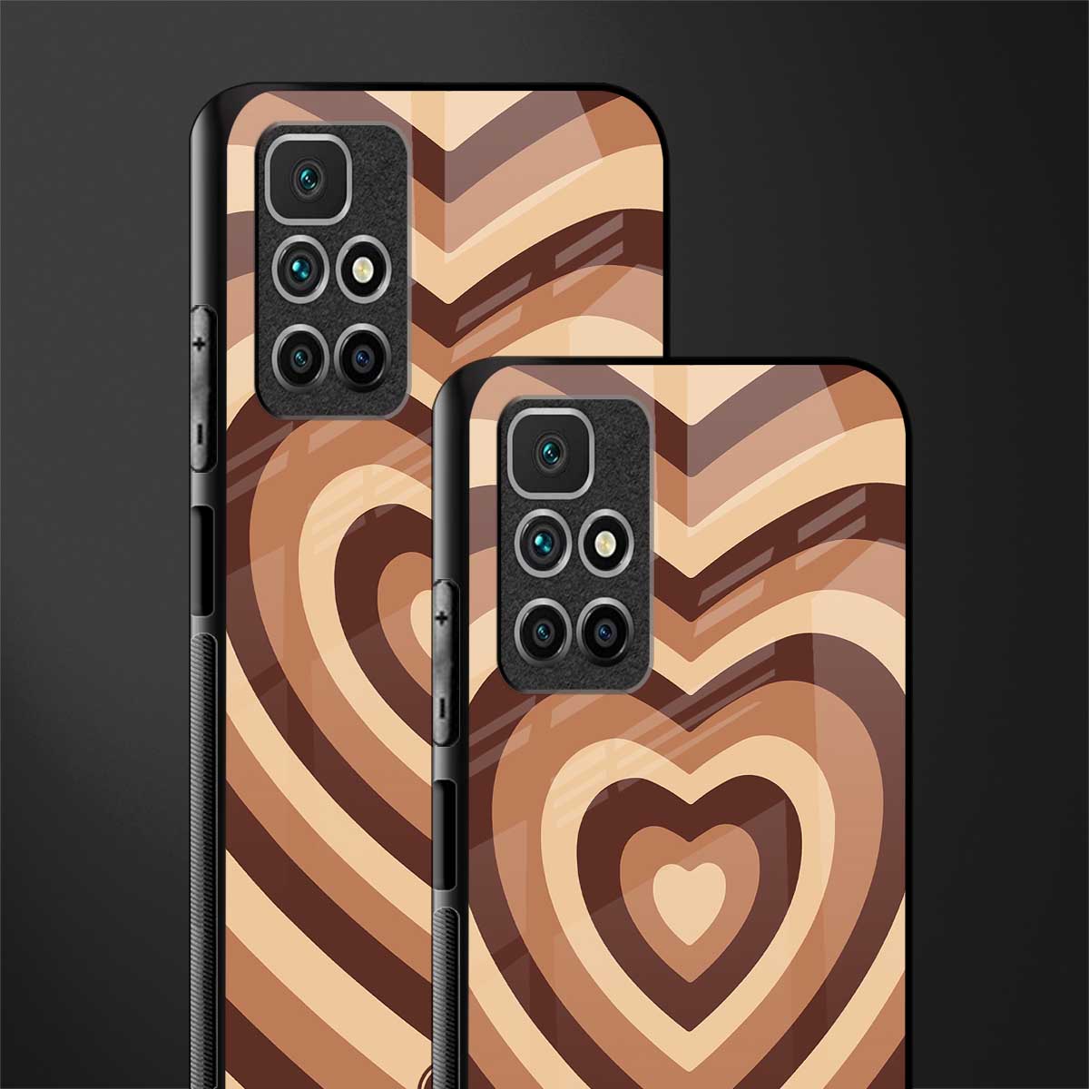 y2k brown hearts aesthetic glass case for redmi 10 prime image-2