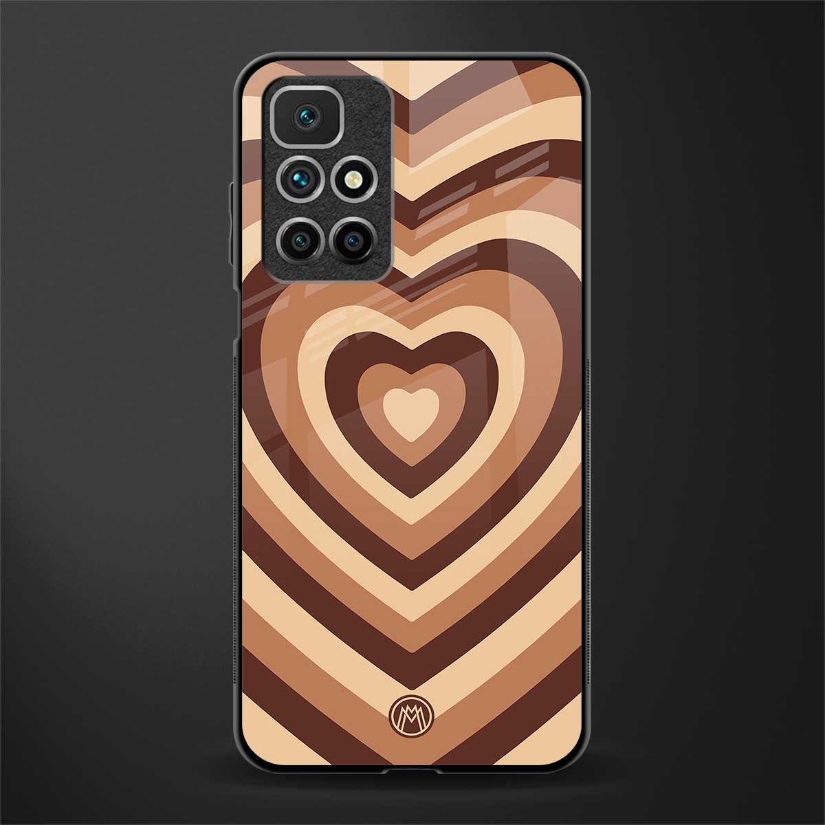 y2k brown hearts aesthetic glass case for redmi 10 prime image