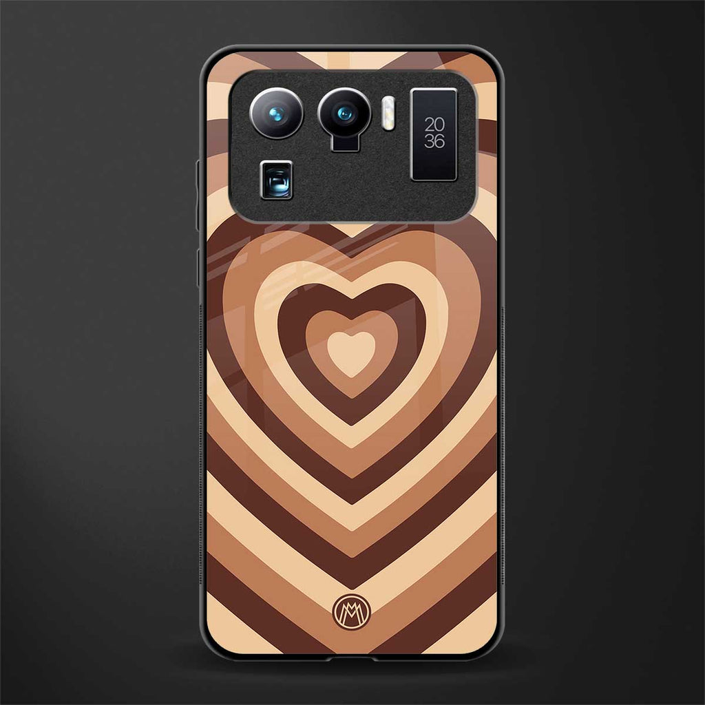 y2k brown hearts aesthetic glass case for mi 11 ultra 5g image