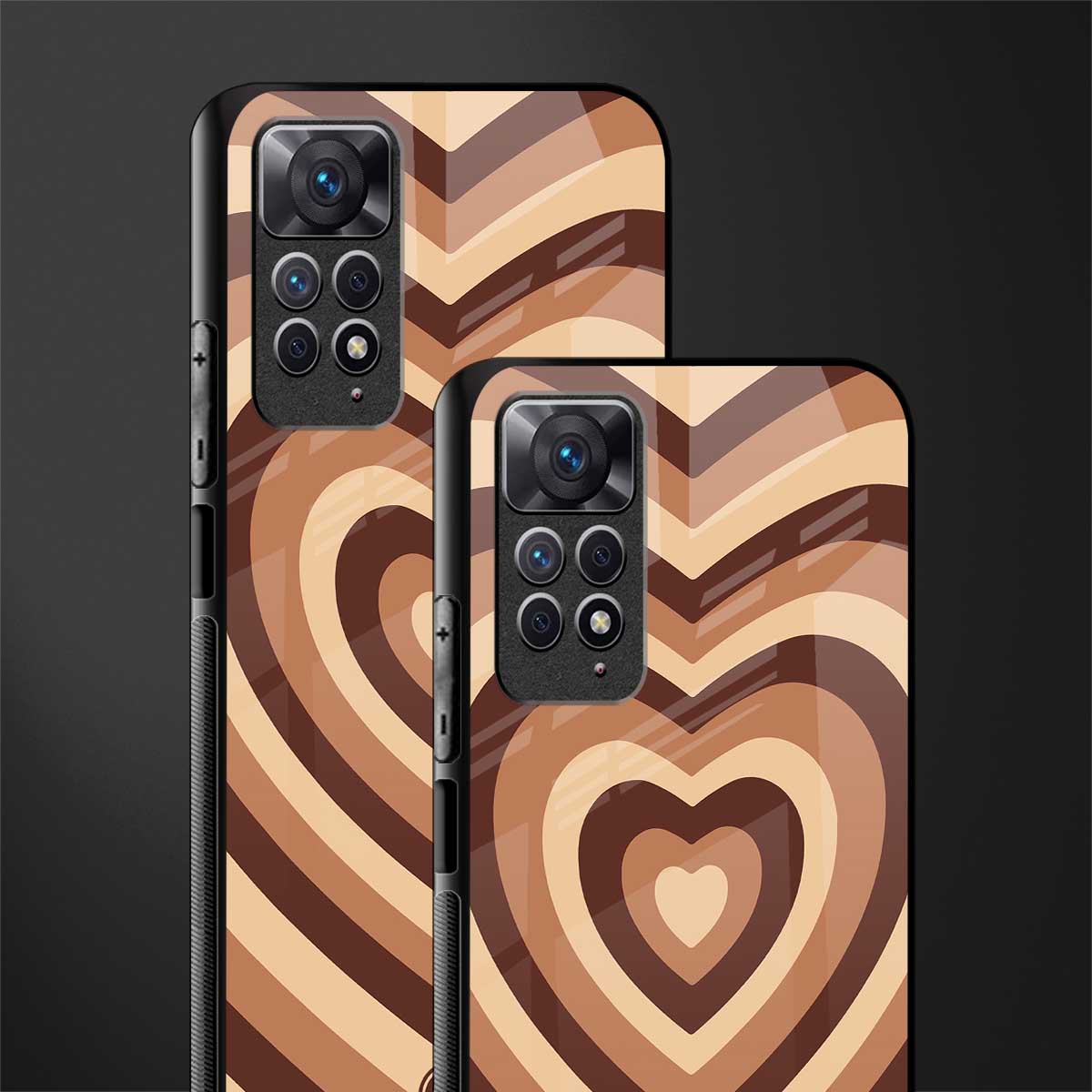 y2k brown hearts aesthetic back phone cover | glass case for redmi note 11 pro plus 4g/5g