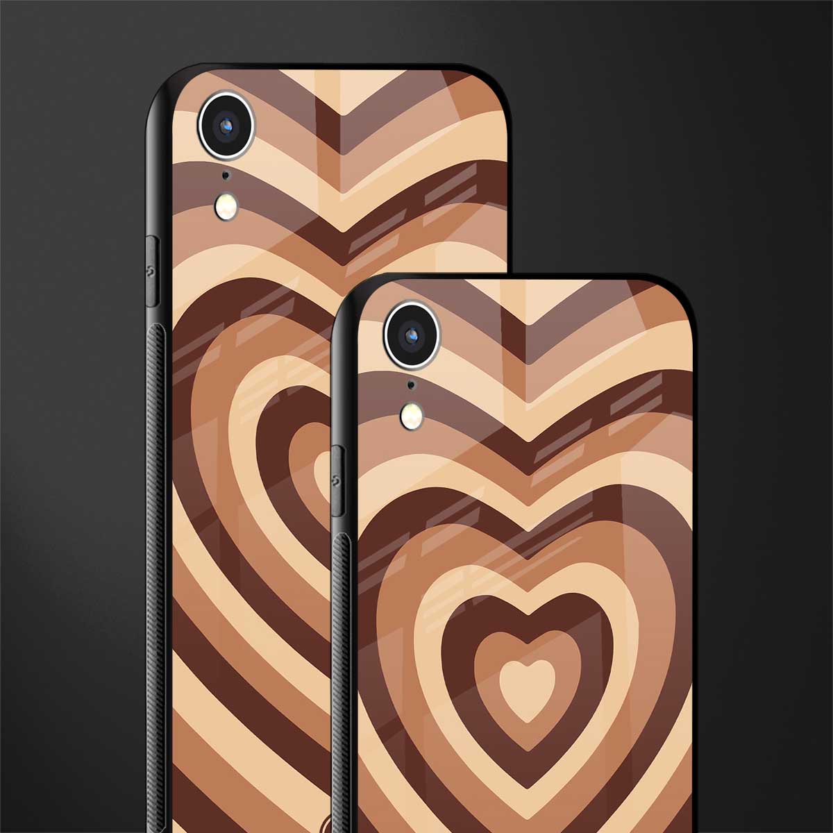 y2k brown hearts aesthetic glass case for iphone xr image-2