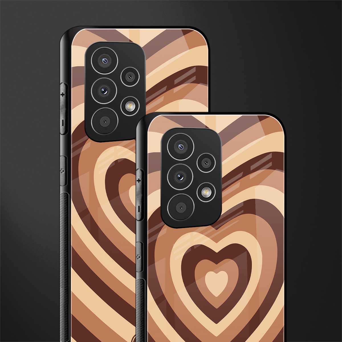 y2k brown hearts aesthetic back phone cover | glass case for samsung galaxy a53 5g