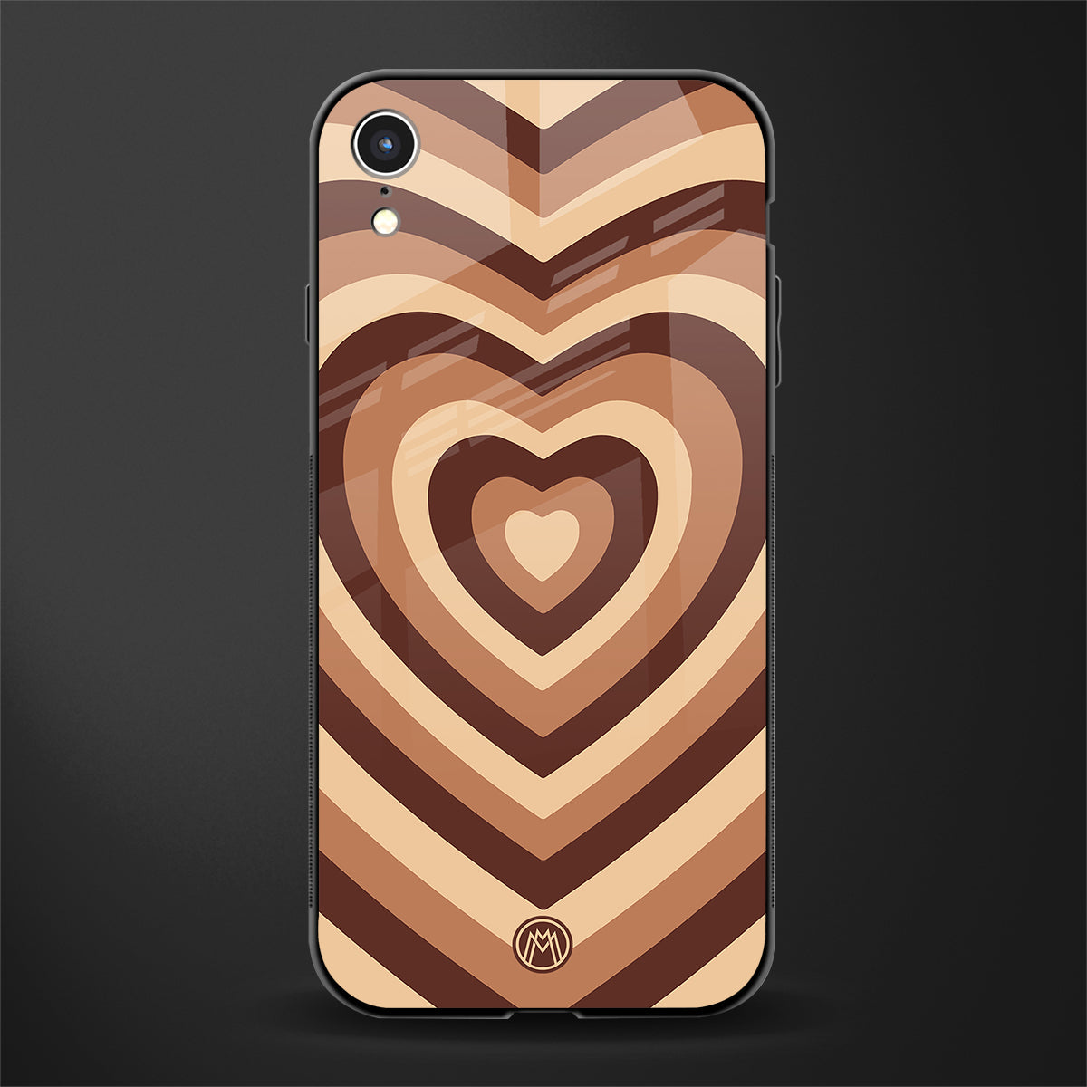 y2k brown hearts aesthetic glass case for iphone xr image