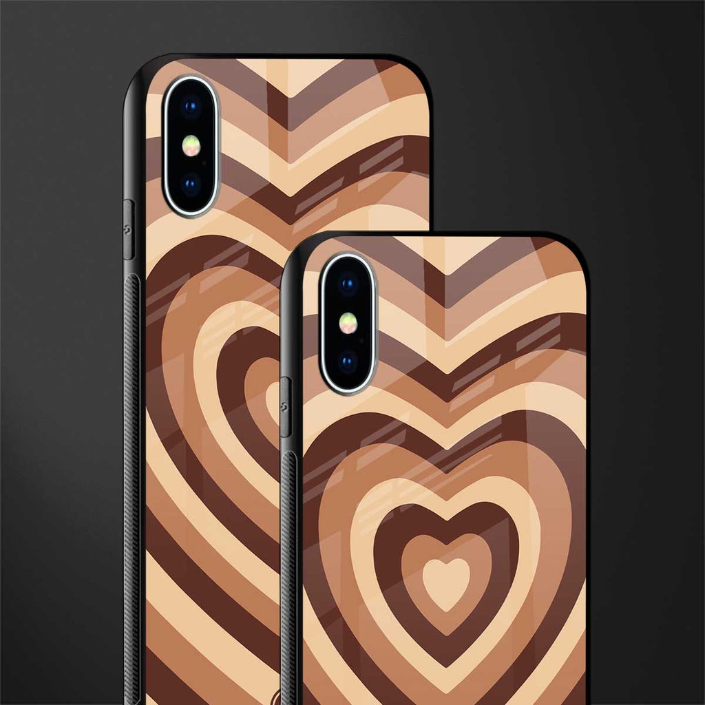 y2k brown hearts aesthetic glass case for iphone x image-2