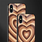 y2k brown hearts aesthetic glass case for iphone xs image-2