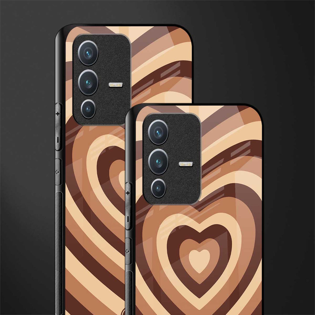 y2k brown hearts aesthetic glass case for vivo v23 5g image-2