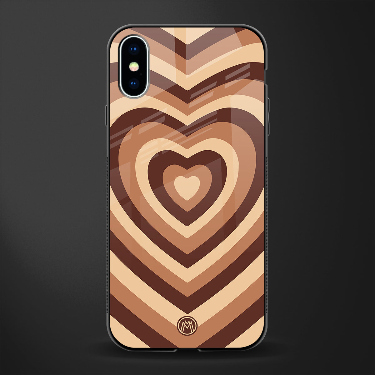 y2k brown hearts aesthetic glass case for iphone xs image