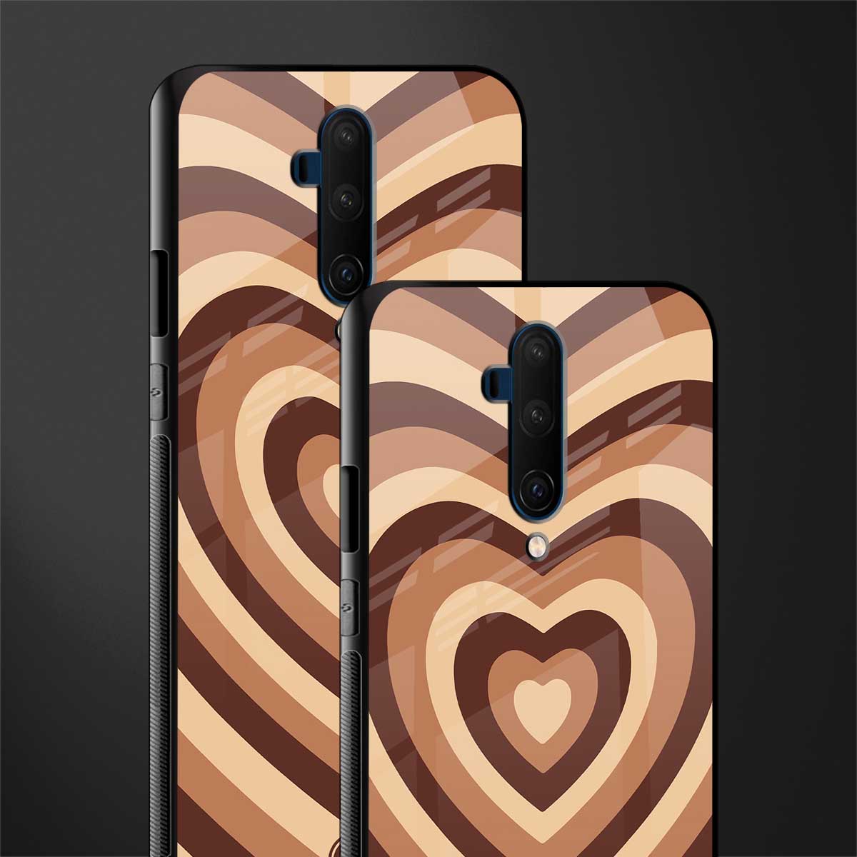 y2k brown hearts aesthetic glass case for oneplus 7t pro image-2