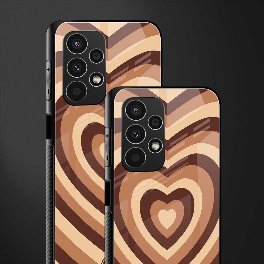 y2k brown hearts aesthetic back phone cover | glass case for samsung galaxy a13 4g