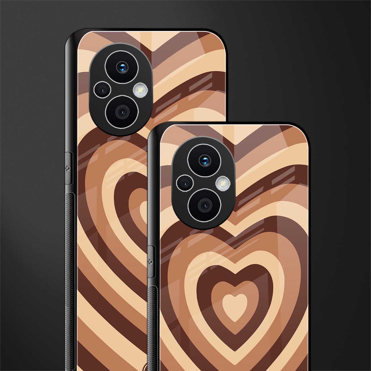 y2k brown hearts aesthetic back phone cover | glass case for oppo f21 pro 5g