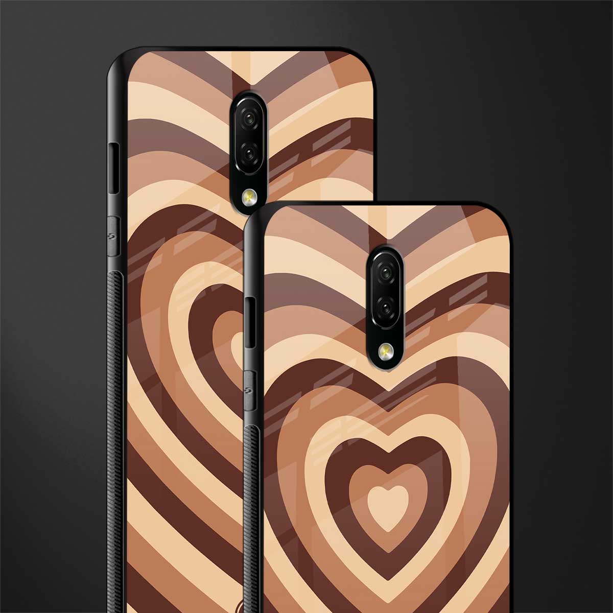 y2k brown hearts aesthetic glass case for oneplus 7 image-2
