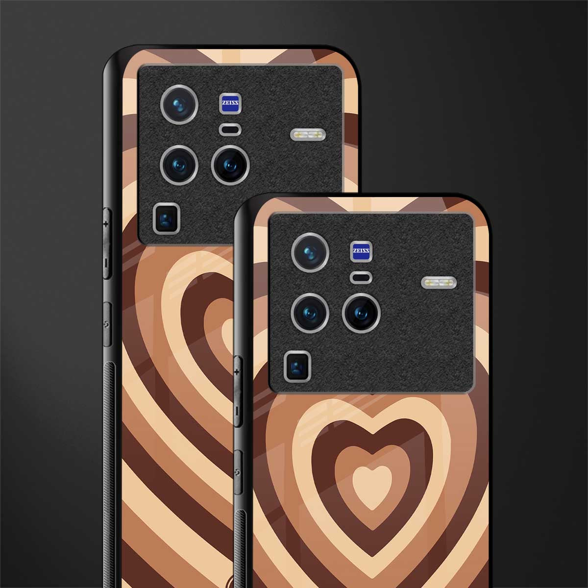 y2k brown hearts aesthetic glass case for vivo x80 pro 5g image-2