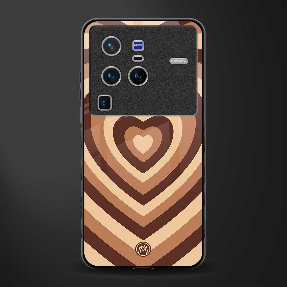 y2k brown hearts aesthetic glass case for vivo x80 pro 5g image