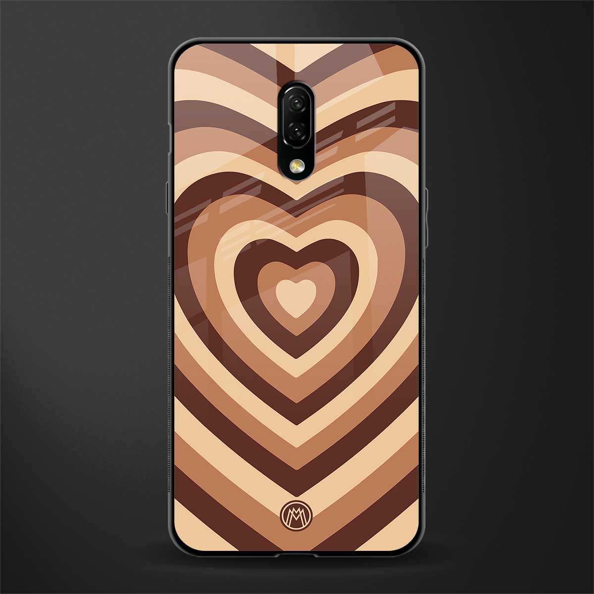 y2k brown hearts aesthetic glass case for oneplus 7 image