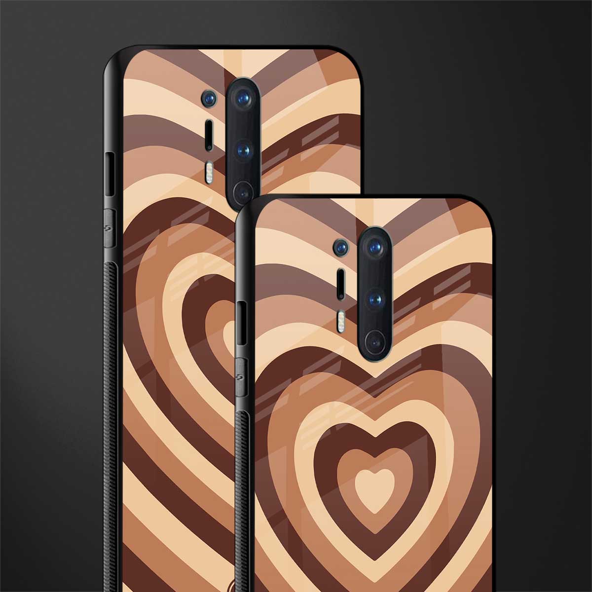 y2k brown hearts aesthetic glass case for oneplus 8 pro image-2