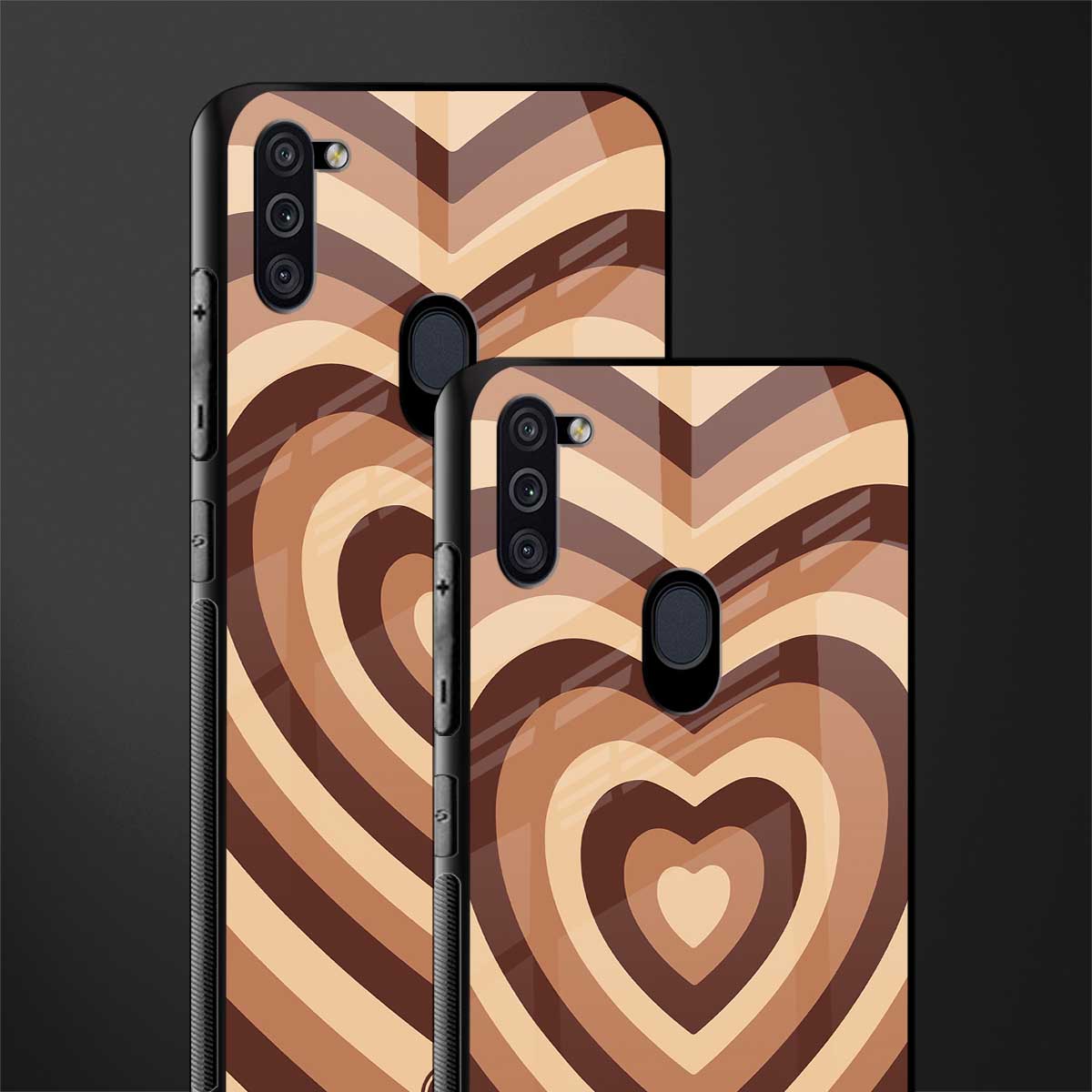 y2k brown hearts aesthetic glass case for samsung a11 image-2