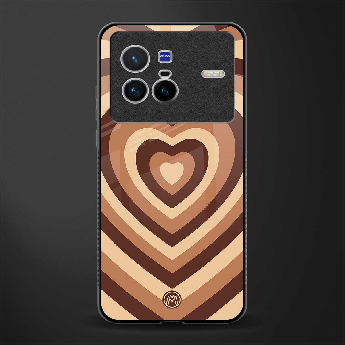 y2k brown hearts aesthetic glass case for vivo x80 image