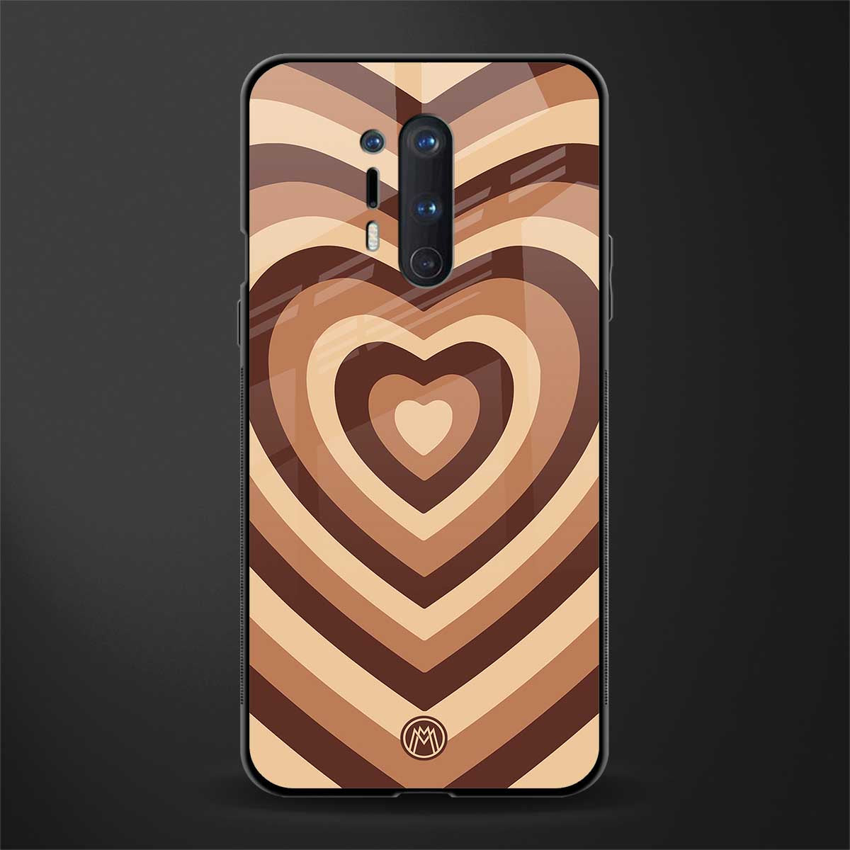 y2k brown hearts aesthetic glass case for oneplus 8 pro image