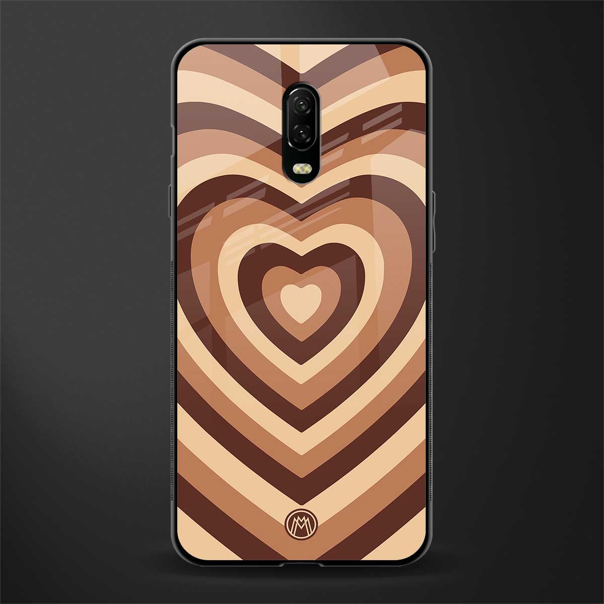 y2k brown hearts aesthetic glass case for oneplus 6t image