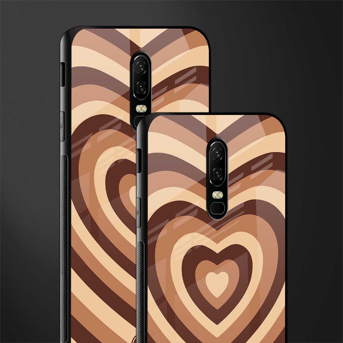 y2k brown hearts aesthetic glass case for oneplus 6 image-2
