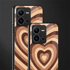 y2k brown hearts aesthetic back phone cover | glass case for vivo v25-5g