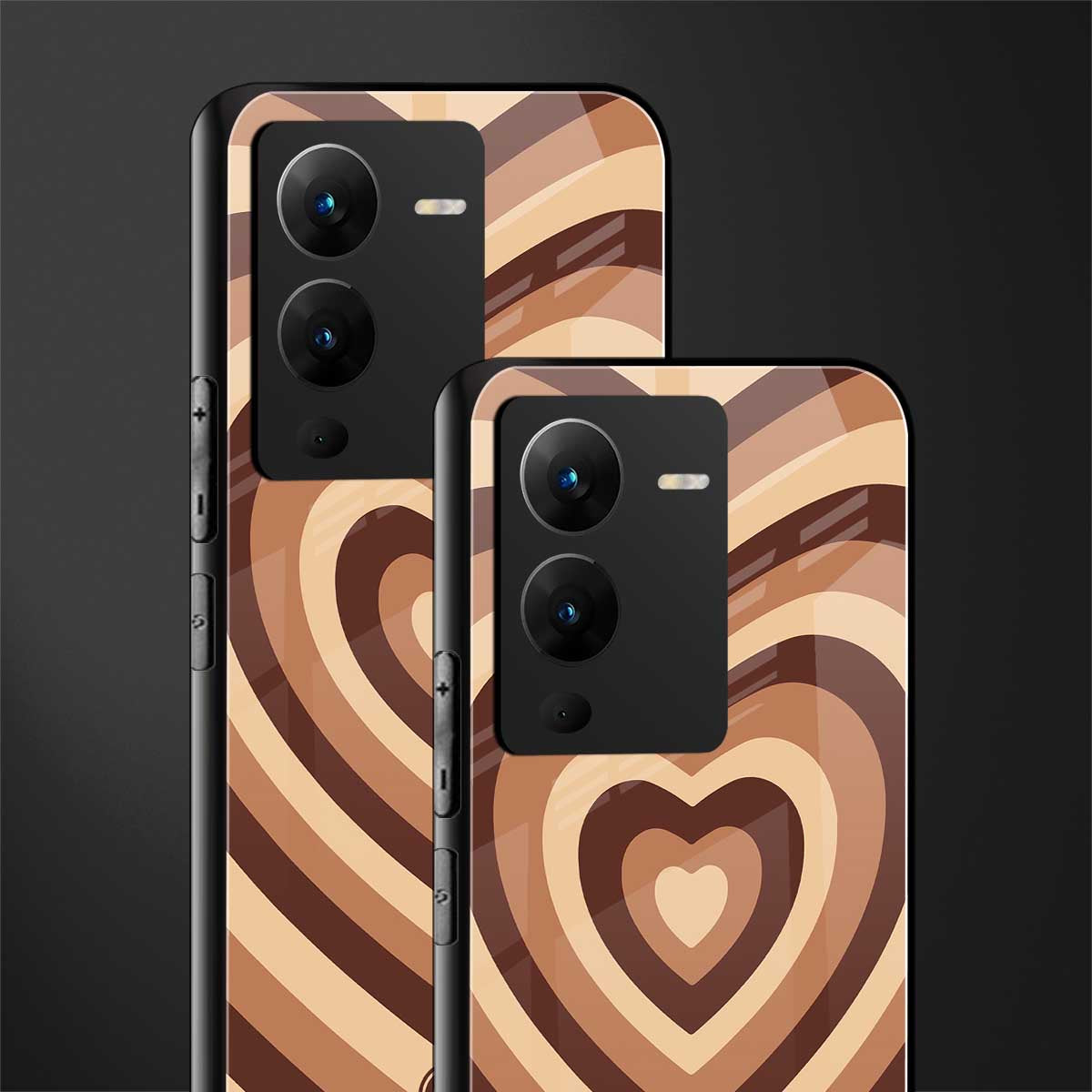 y2k brown hearts aesthetic back phone cover | glass case for vivo v25 pro 5g