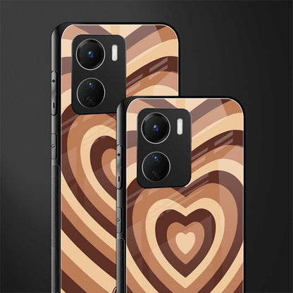 y2k brown hearts aesthetic back phone cover | glass case for vivo y16