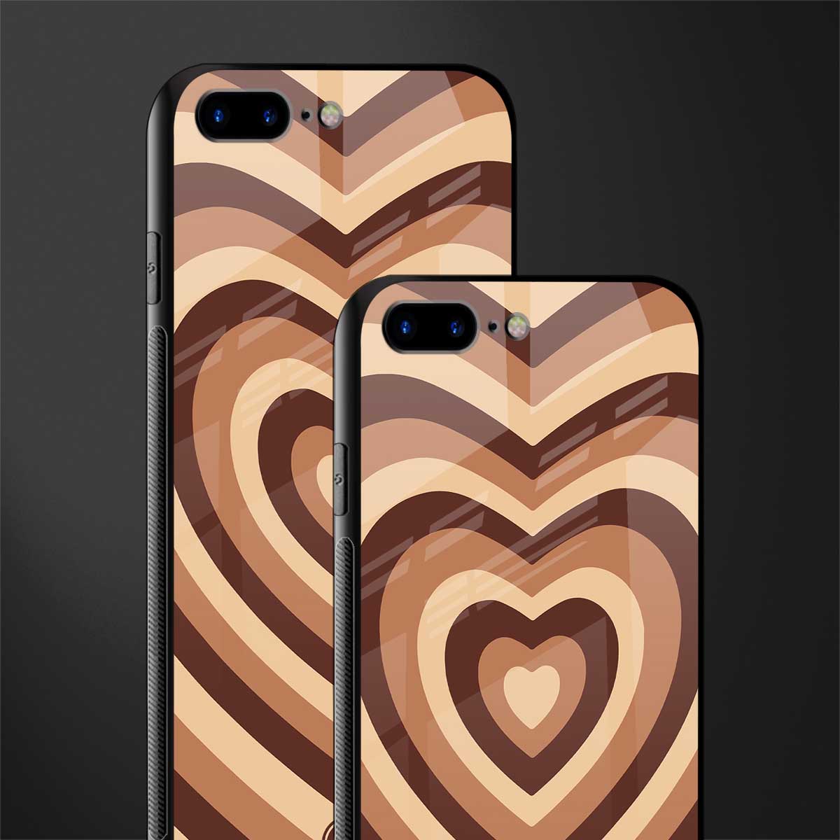 y2k brown hearts aesthetic glass case for iphone 8 plus image-2