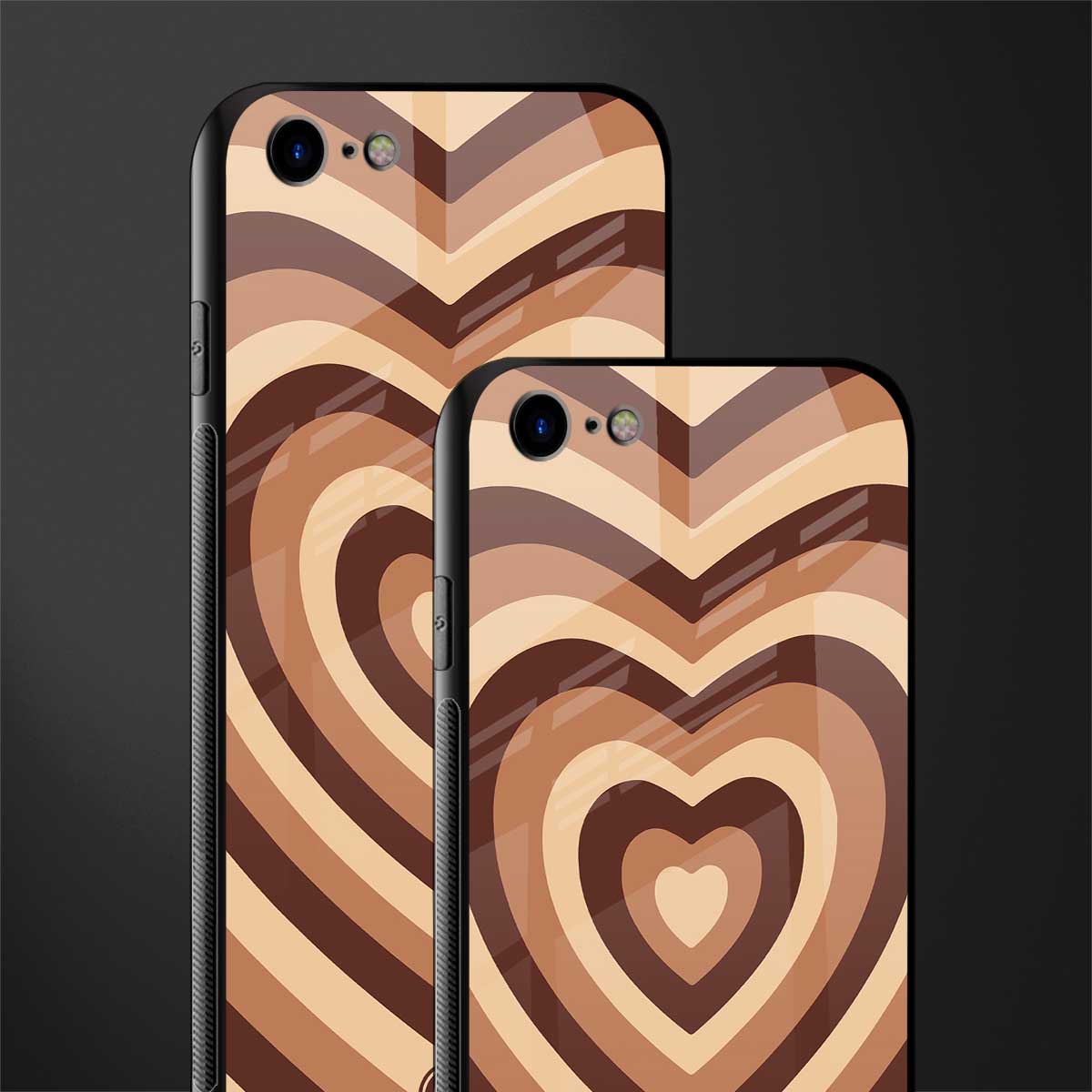 y2k brown hearts aesthetic glass case for iphone 7 image-2