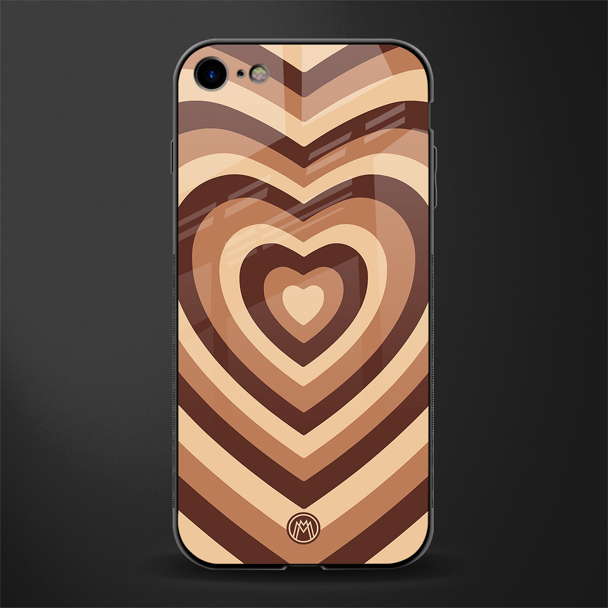 y2k brown hearts aesthetic glass case for iphone 8 image
