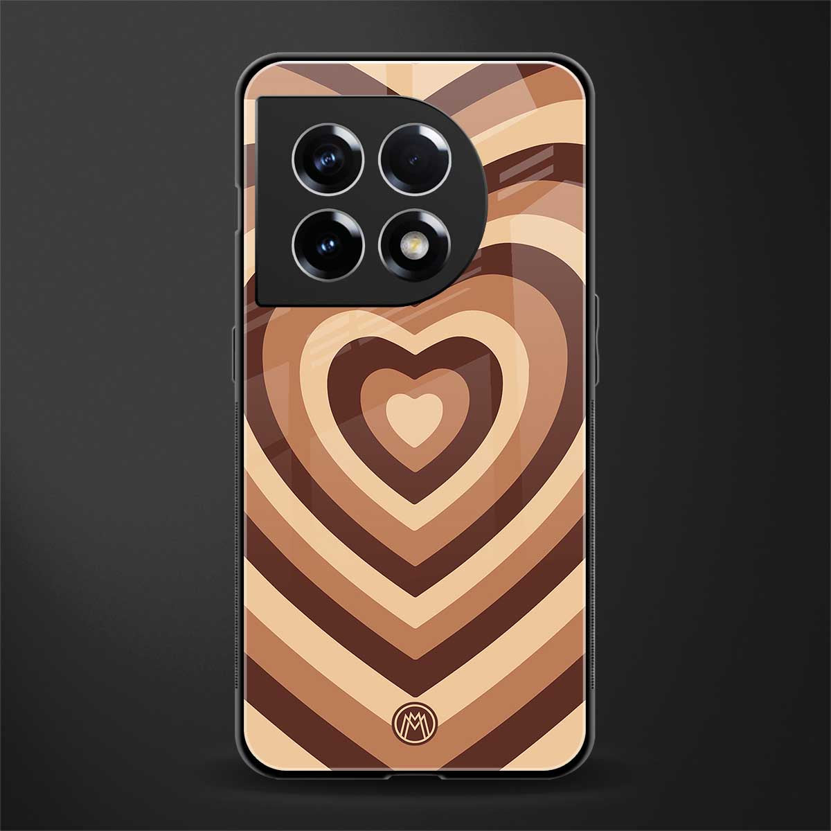 y2k brown hearts aesthetic back phone cover | glass case for oneplus 11