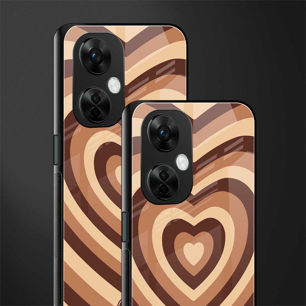 y2k brown hearts aesthetic back phone cover | glass case for oneplus nord ce 3 lite