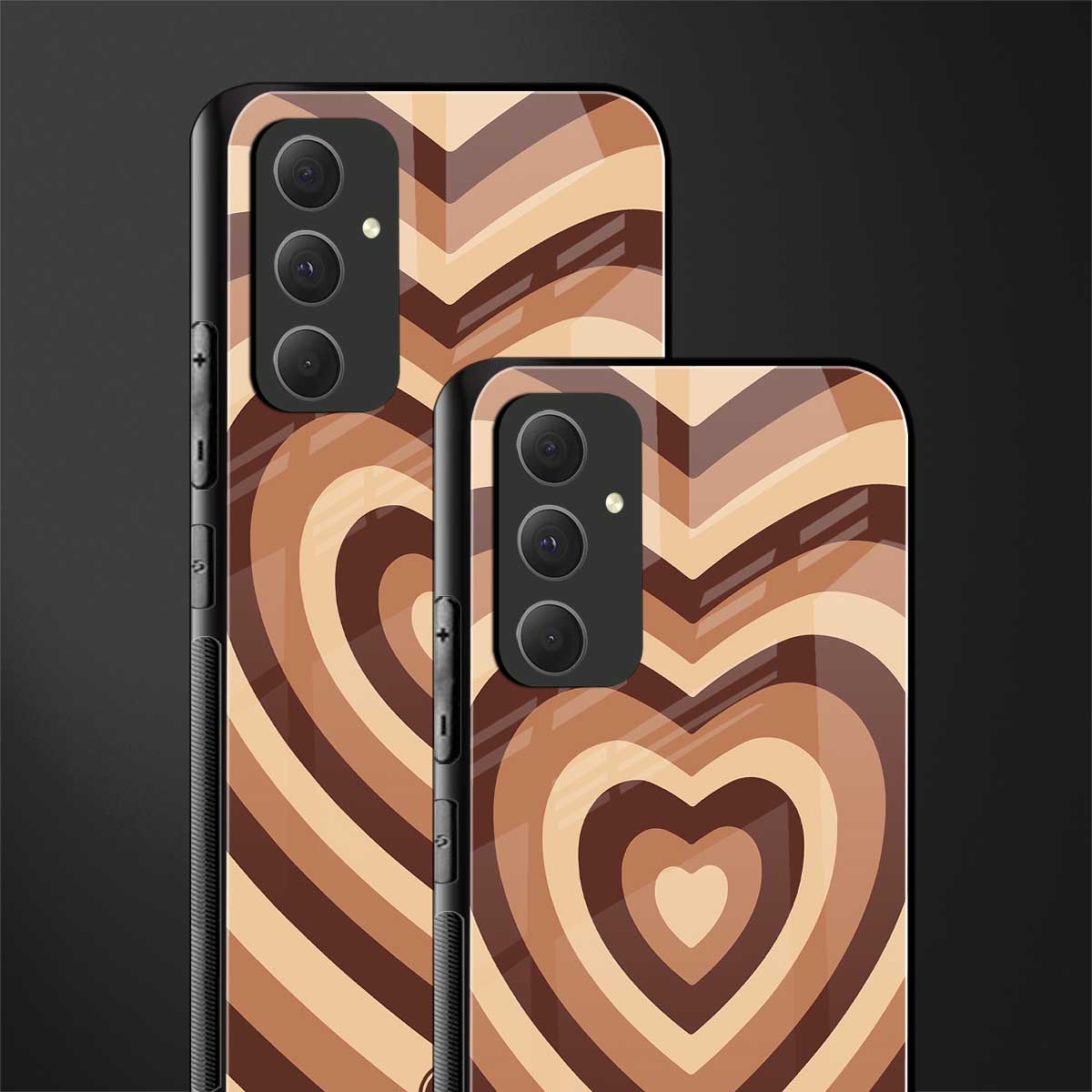 y2k brown hearts aesthetic back phone cover | glass case for samsung galaxy a54 5g