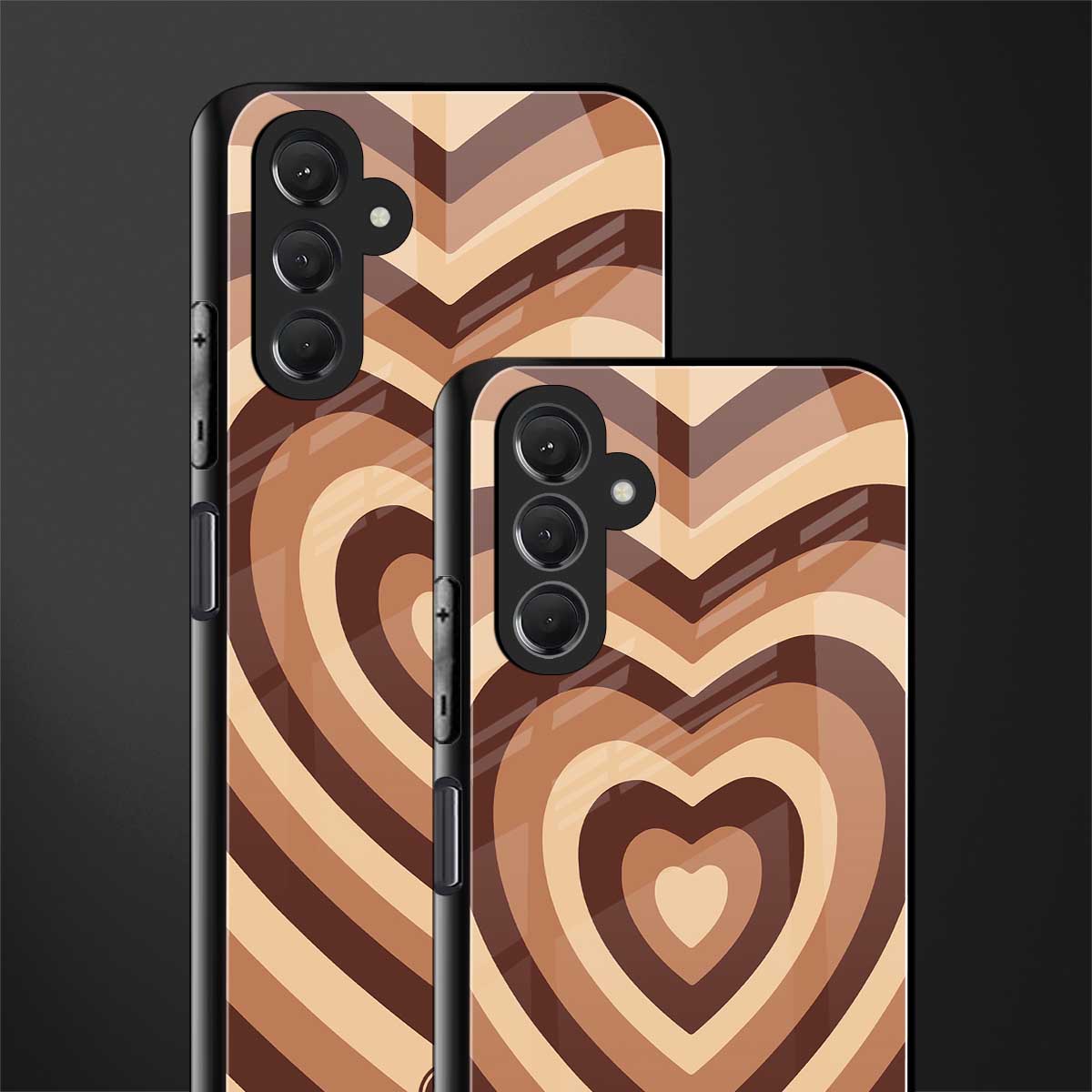y2k brown hearts aesthetic back phone cover | glass case for samsun galaxy a24 4g