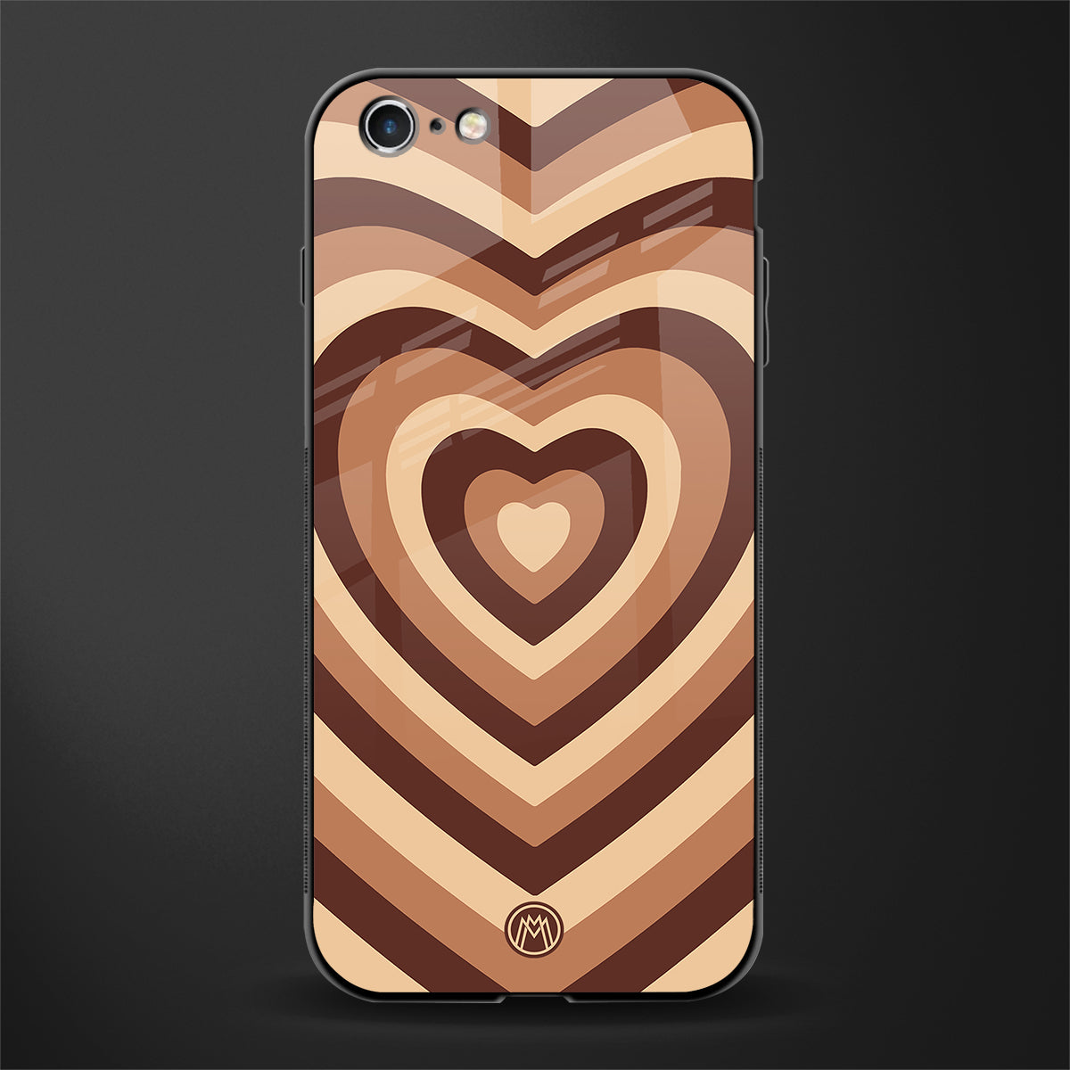 y2k brown hearts aesthetic glass case for iphone 6 image