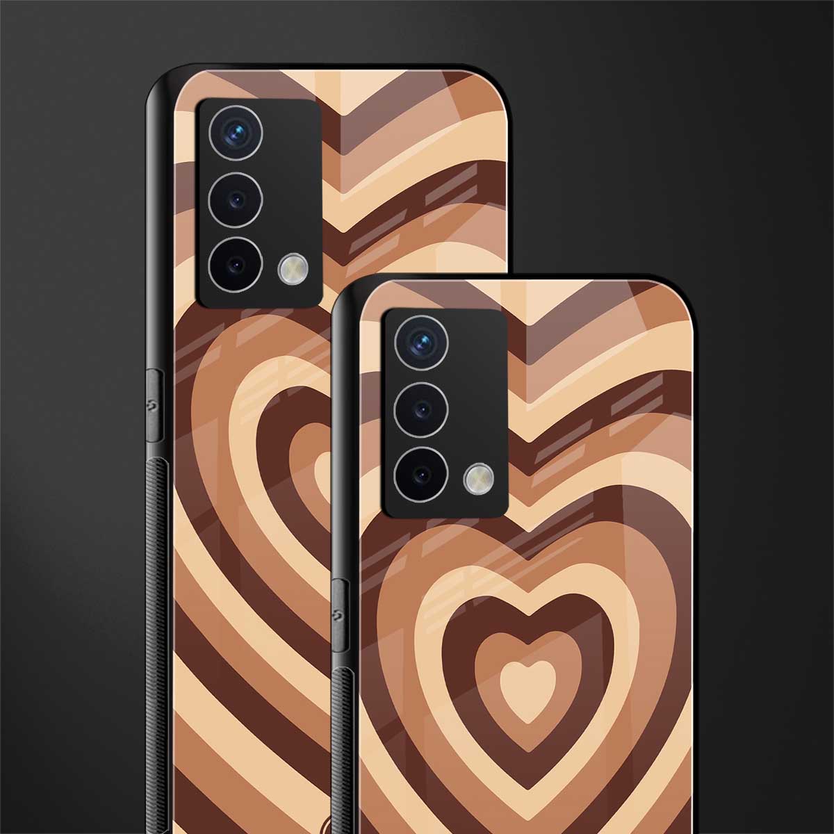 y2k brown hearts aesthetic back phone cover | glass case for oppo a74 4g