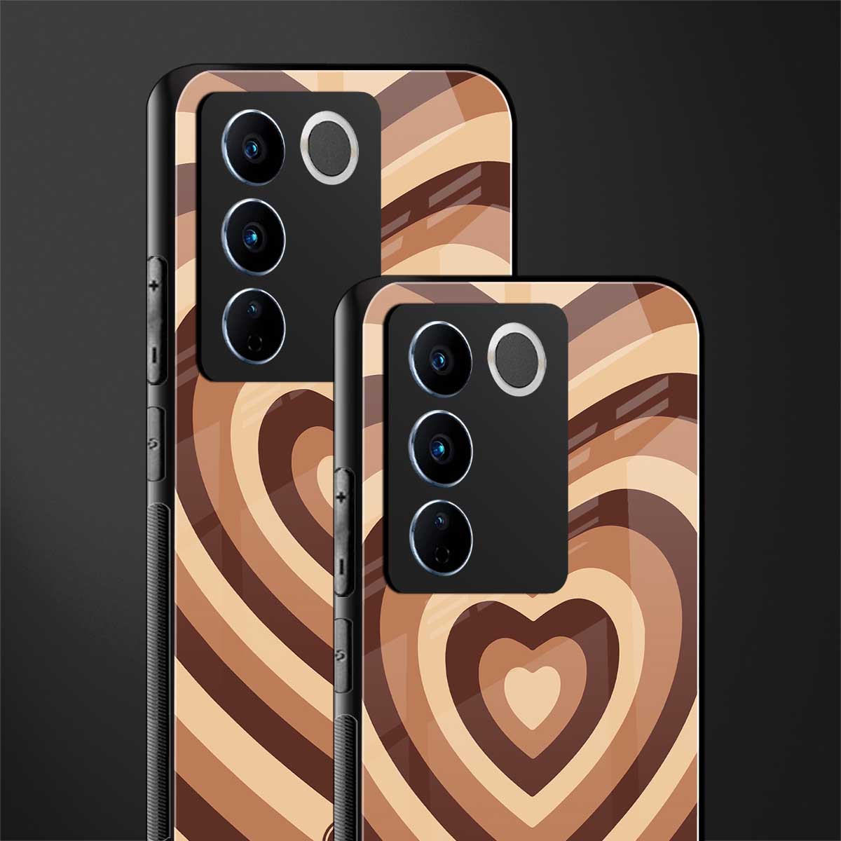 y2k brown hearts aesthetic back phone cover | glass case for vivo v27 pro 5g