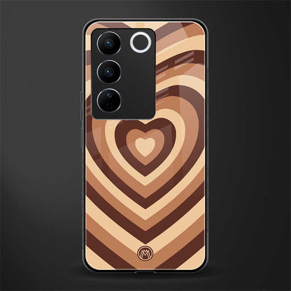 y2k brown hearts aesthetic back phone cover | glass case for vivo v27 pro 5g